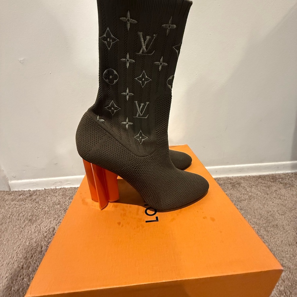 Louis Vuitton Green and Orange Heeled Boots